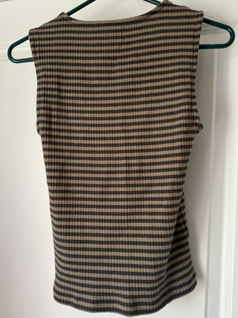 Madewell Ribbed Striped Tank Top XXS Brown Neutral Sleeveless Fitted Basic - Picture 2 of 3